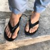 Mens Sandals Leather Flip Flops Handmade Black Summer