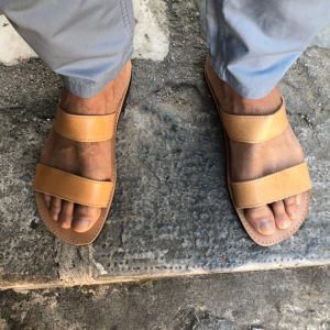 Mens Sandals Greek Leather Slide Summer Shoes Men