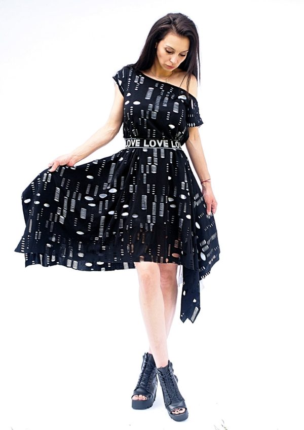 Long Asymmetric Women Dress Maxi Black Kaftan Loose