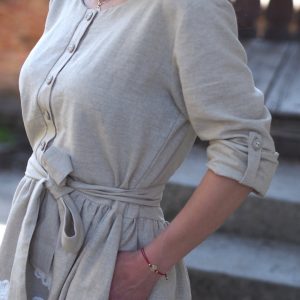 Women Linen Dress/beige Women/summer Dress/oversize Dress/linen Summer Dress/women