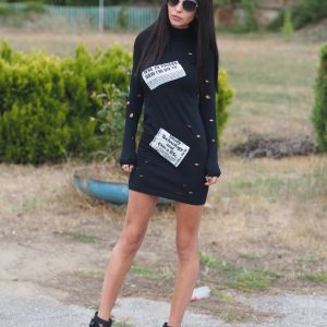 Extravagant Women Dress Black Casual Midi Party Avantgarde