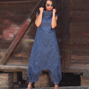 Women Maxi Summer Dress Long Denim Plus Size