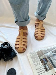 Men's Sandals Leather Gladiator Greek Summer Shoes.