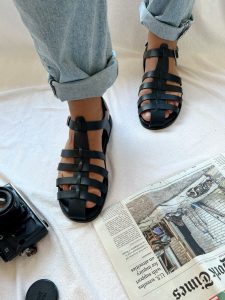 Mens Sandals Black Leather Gladiator Men Handmade Greek