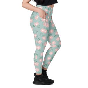 Floral Green Leggings With Pockets