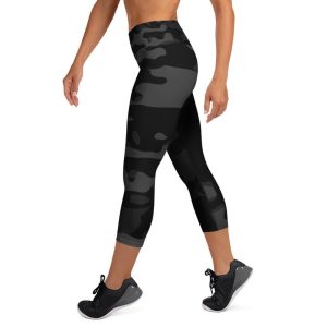 Black Camo Yoga Capri Leggings