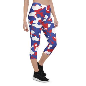 Red White Blue Camo Capri Leggings